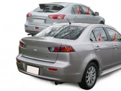 Хром нижні молдинги вікон Mitsubishi Lancer X (07-15) 4