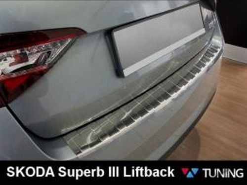 Накладка на задній бампер Skoda Superb III (3V; 15-) Liftback - Avisa (сталева) 3