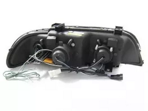 Фары хром BMW E39 (95-04) - 3D ангельские глазки (LED повороты) 4