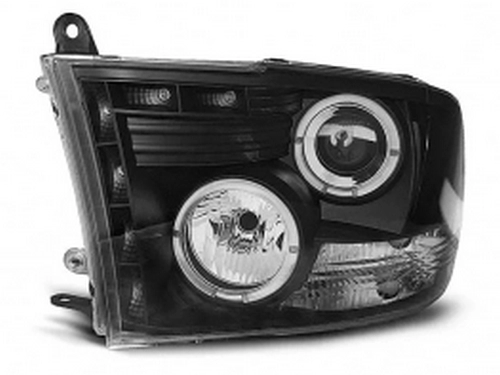 Фари Dodge Ram IV (09-11) - LED ангельські очі чорні 2