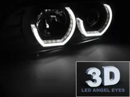 Фари чорні BMW E39 (95-04) - 3D ангельські очі (LED повороти) 2