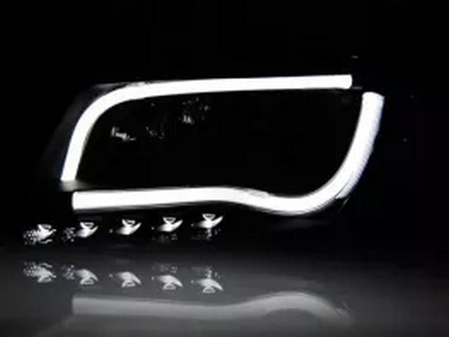 Фари передні Audi A6 C5 (97-01) - LED Tube Lights чорні 3