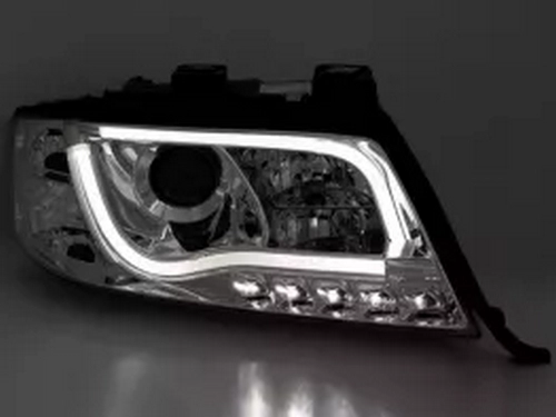 Фари Audi A6 C5 (01-04) рестайлінг - LED Tube Lights хром 3