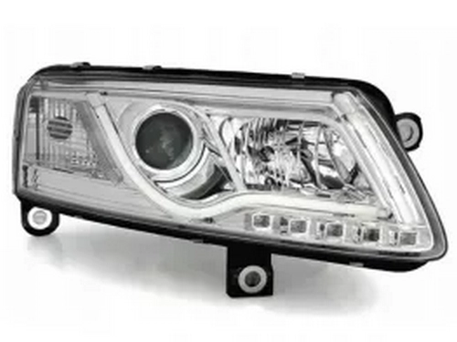 Фары Audi A6 C6 (04-08) - LED Tube Lights хром 2