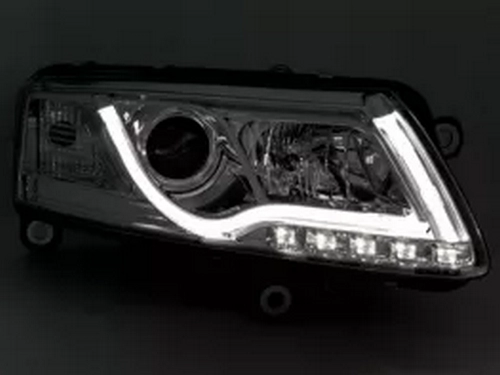 Фары Audi A6 C6 (04-08) - LED Tube Lights хром 3