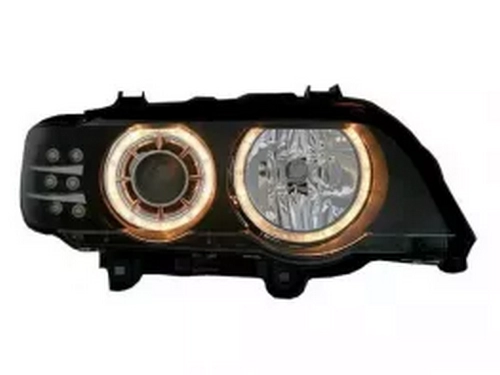 Фари чорні BMW X5 E53 (00-03) - ангельські очі (LED повороти) 3