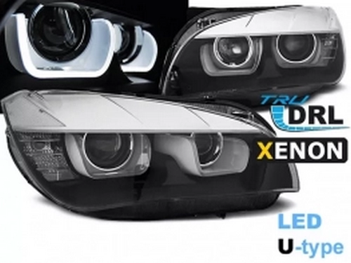 Фари чорні BMW X1 E84 (12-15) - TRU DRL U-Led Xenon 1