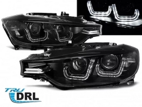 Фари передні BMW F30 / F31 (11-15) - TRU DRL U-LED BAR (чорні) 1