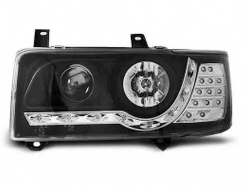 Фари чорні VW T4 (90-03) Transporter - Daylight з LED поворотами 2