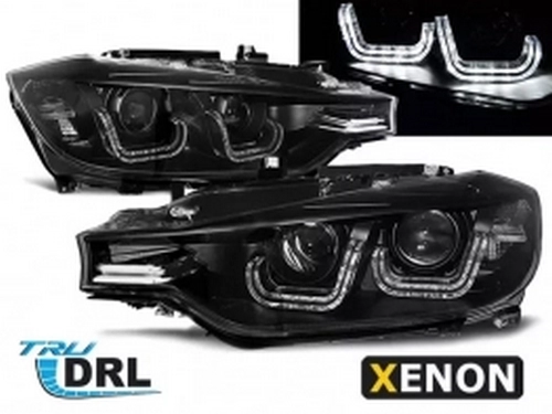 Фари передні BMW F30 / F31 (11-15) - TRU DRL U-Led Xenon (чорні) 1