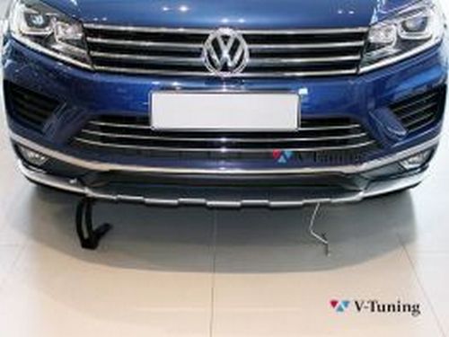 Накладка на передний бампер VW Touareg II (2015-) рестайлинг 2 6