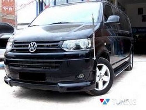 Накладка на передний бампер VW T5+ (10-15) - Sport стиль 8