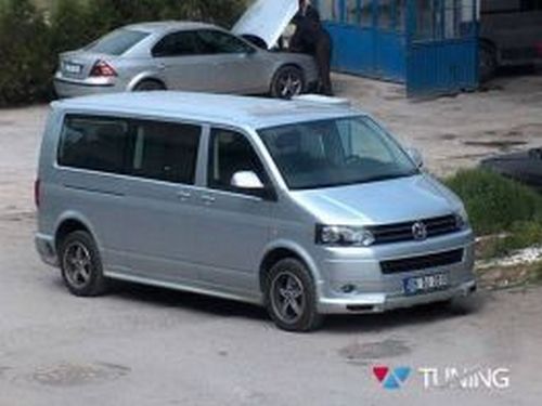 Накладка на передний бампер VW T5+ (10-15) - Sport стиль 4