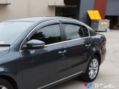 Дефлектори вікон VW Passat B6/B7 (3C; 05-15) Sedan - Hic (з хром молдингом) 3