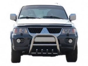 Кенгурятник Mitsubishi Pajero Sport I (96-08) - вузький з грилем