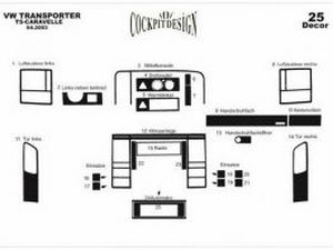 Накладки на торпедо VW T5 Caravelle (2003-2009) 25 шт 2